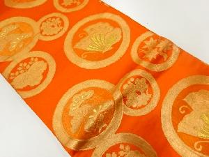 アンティーク　丸紋に松梅・蝶模様織出し袋帯（材料）